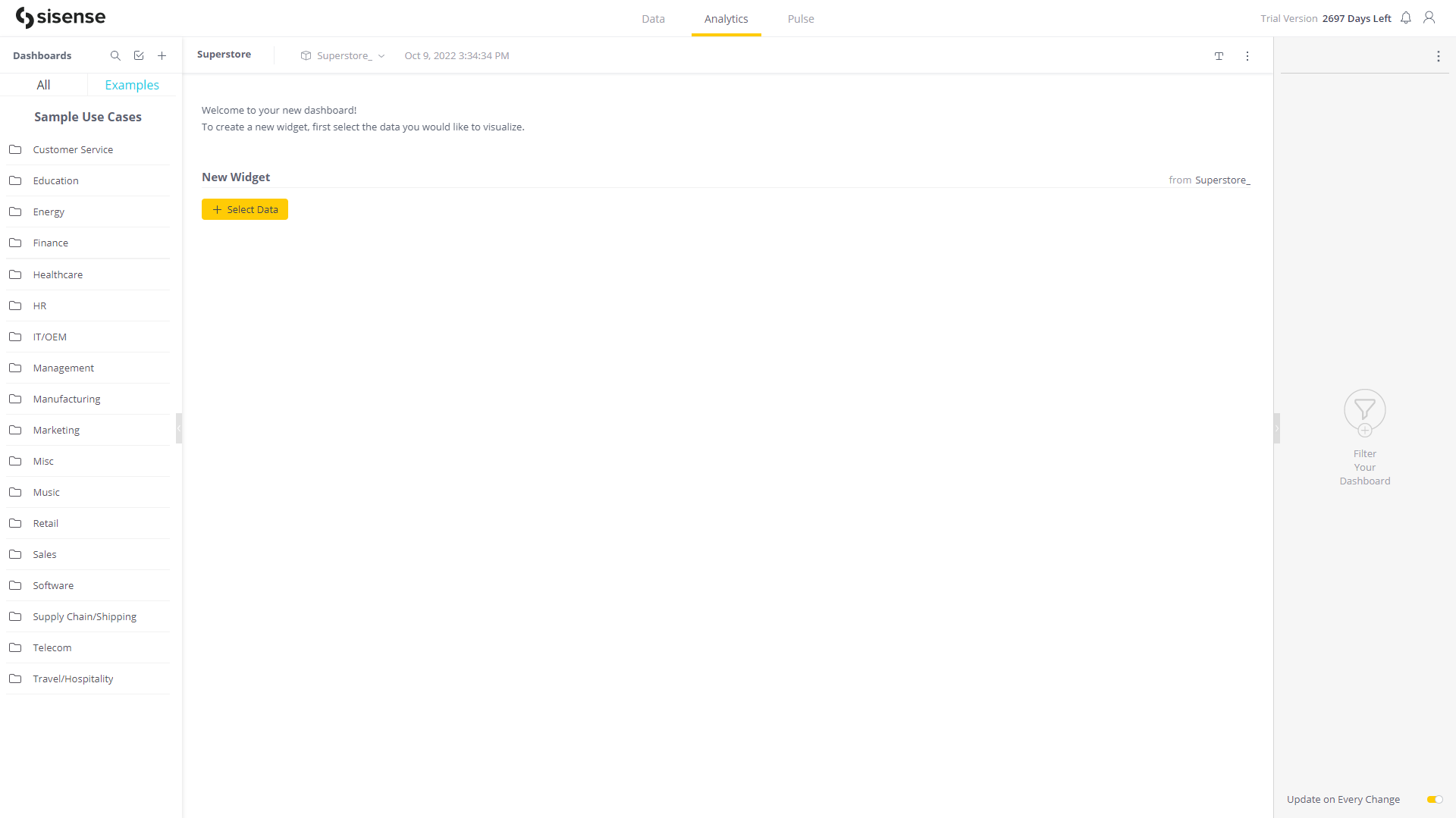 Figure 2-6 Analytics page - Sisense